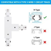 Leonlite H Track T Connector, H Type Single Circuit 3-Wire-1 Track Lighting Kit, Ul Listed, Flame Retardant Material, For H Track System, White