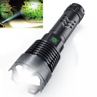 Alifa Rechargeable Led Flashlight 120000 High Lumens, Brightest Powerful Handheld Flashlight,Xhp160.2 Zoomable Ipx5 Waterproof Super Bright Flashlight With 5 Modes