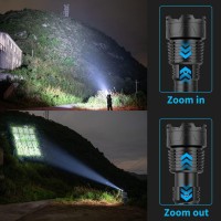 Alifa Rechargeable Led Flashlight 120000 High Lumens, Brightest Powerful Handheld Flashlight,Xhp160.2 Zoomable Ipx5 Waterproof Super Bright Flashlight With 5 Modes