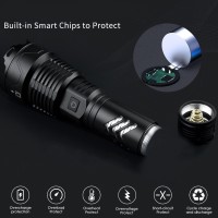 Alifa Rechargeable Led Flashlight 120000 High Lumens, Brightest Powerful Handheld Flashlight,Xhp160.2 Zoomable Ipx5 Waterproof Super Bright Flashlight With 5 Modes