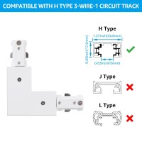 Leonlite H Track L Connector, H Type Single Circuit 3-Wire-1 Track Lighting Kit, Ul Listed, Flame Retardant Material, For H Track System, White