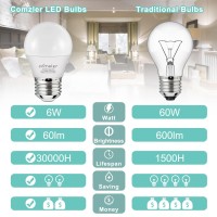 Comzler Led Refrigerator Light Bulb, E26 Led Bulbs 60 Watt Equivalent, A15 Appliance Small Bulbs E26 Base With 4000K Natural White, Ceiling Fan Bulb, 600Lm, Indoor Outdoor Light, Non-Dimmable, 6 Pack