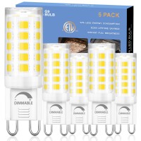 Winshine G9 Led Bulb Dimmable 5000K Daylight, T4 Chandelier Light Bulbs With G9 Bi-Pin Base, 4W Led Light Bulbs, 40 Watts Halogen Replacement, 120V 400 Lumen Ceramic Bi Pin Base Led Bulbs, 5 Pack