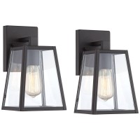 John Timberland Arrington Modern Rustic Outdoor Wall Lights Fixtures Set Of 2 Tapering Black 10 3/4