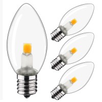 Austin Coast C7 Led Bulb-Led Night Light Bulbs-E12 C7 Candelabra Led Light Bulbs,0.6W Light Candle Bulbs Equivalent To Incandescent 7W, Warm White 2700K,50Lm Non-Dimmable (2700K-4Pack Clear Glass)