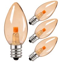 C7 Led Bulb-Led Night Light Bulbs-E12 C7 Candelabra Led Light Bulbs,0.6W Light Candle Bulbs Equivalent To Incandescent 7W, Warm White 2500K,50Lm Non-Dimmable (2500K-4Pack Amber Clear Glass)