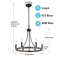 Ankylhua Wagon Wheel Chandelier,Black Farmhouse Chandelier 6 Lights Rustic Industrial Pendant Light Fixture Round Chandeliers For Dining Room,Living Room, Island Entryway, Foyer