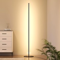 Edishine Rgbw Corner Remote Control Floor Lamp, Minimalist Dimmable Atmosphere Led Lighting, Modern Color Changing Sleek Stick Lamp, Slim Tall Light For Living Room, Bedroom, Office (Black)