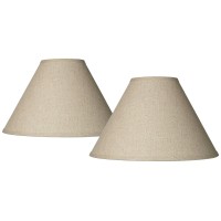 Set Of 2 Empire Lamp Shades Fine Burlap Beige Large 6 Top X 17 Bottom X 115 High Spider With Replacement Harp And Finial Fit