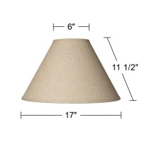 Set Of 2 Empire Lamp Shades Fine Burlap Beige Large 6 Top X 17 Bottom X 115 High Spider With Replacement Harp And Finial Fit