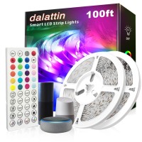 100 Ft Led Strip Lights Compatible With Alexa (Direct Connected), Smart Led Lights For Bedroom Rgb Color Changing Sync With Music, 44 Keys Remote Control