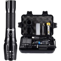 Phixton Rechargeable High Lumens Handheld Flashlight, Super Bright 5000 Lumen Led Flash Light Linterna, Long Lasting,Adjustable Focus,Waterproof,Shockproof,For Gift Emergency Camping Accessories