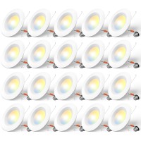 Amico 56 Inch 5Cct Led Recessed Lighting 20 Pack Dimmable Ic Rated 125W100W 950Lm Can Lights With Baffle Trim 2700K3000