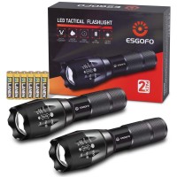 Esgofo Led Flashlights 2 Pack Bright Powerful Edc 3000 Lumen Handheld Flash Lights, High Lumens Pocket Linterna, 5 Modes, Waterproof, For Gift Survival Emergency Camping