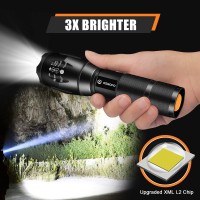 Esgofo Led Flashlights 2 Pack Bright Powerful Edc 3000 Lumen Handheld Flash Lights, High Lumens Pocket Linterna, 5 Modes, Waterproof, For Gift Survival Emergency Camping