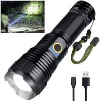 Bengmxj Rechargeable Led Flashlights, 90000 High Lumens Flashlight, Xhp70 Tactical Flashlight With Zoomable, 5 Modes, Super Bright Waterproof Flashlights For Emergencies, Camping, Hiking