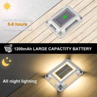 Crepow Solar Deck Lights Driveway Dock Lights 8 Packs Waterproof 1200Mah Solar Powered Outdoor Led Aluminum Dock Lighting Road