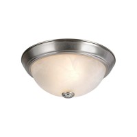 Aspen Creative 63013-1A Two-Light Flush Mount In Brushed Nickel With White Alabaster Glass Shade, 11