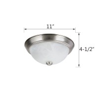 Aspen Creative 63013-1A Two-Light Flush Mount In Brushed Nickel With White Alabaster Glass Shade, 11