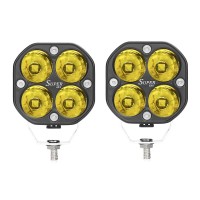 Yellow 3-Inch 40W Led Pods Fog Light Bar Spot Driving Lamp Cube For Off-Road Truck Marine Boat Pickup Atv Utv 4X4Wd Forklift Suv Motorcycle 12V 24V Scooter Tractor Rv Motor 80W Pair Amber Lamps