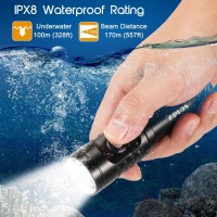 Aplos Ap01 1050Lm Diving Flashlight With Power Indicator, Ipx8 Waterproof Professional Rechargable Dive Light