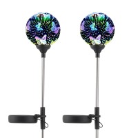 Wnp Solar Outdoor Garden Light Decoration,Colorful Solar Landscape Ball Stake Lights,2 Pack Solar Powered Light Decorative,Yard Solar Lights Waterproof Glass Decor Patio Path (2 Pack Butterfly)