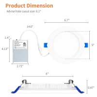 Meconard 12 Pack 6 Inch Ultra-Thin Led Recessed Ceiling Light With Junction Box, 3000K/4000K/5000K Selectable,12W=110W 1050Lm High Brightness, Dimmable Ic Rated Downlights, Etl And Energy Star Listed