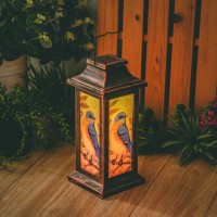 Outdoor Solar Lantern Hanging Solar Lantern Waterproof Lamp Outdoor Garden Decorative,Blue Bird,10