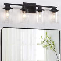 Stambord 4 Light Bathroom Vanity Light Matte Black Bathroom Light Fixtures Modern Bathroom Lights Over Mirror With Clear Glass