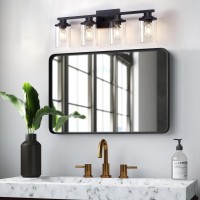 Stambord 4 Light Bathroom Vanity Light Matte Black Bathroom Light Fixtures Modern Bathroom Lights Over Mirror With Clear Glass