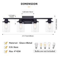 Stambord 4 Light Bathroom Vanity Light Matte Black Bathroom Light Fixtures Modern Bathroom Lights Over Mirror With Clear Glass