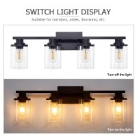 Stambord 4 Light Bathroom Vanity Light Matte Black Bathroom Light Fixtures Modern Bathroom Lights Over Mirror With Clear Glass