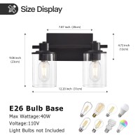 Xgfourseven Black Vanity Lights For Bathroom 2 Light Bathroom Light Fixtures Modern Vanity Lighting Fixtures With Clear Glass