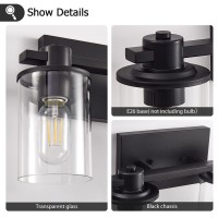 Xgfourseven Black Vanity Lights For Bathroom 2 Light Bathroom Light Fixtures Modern Vanity Lighting Fixtures With Clear Glass