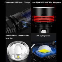 Aolak Rechargeable Flashlights High Lumens, 100000 Lumen Super Bright Tactical Flashlight, Xlm-P 70 Led Flashlight, Tactical Flashlight With Zoomable, Waterproof, 5Modes For Camping And Emergencies