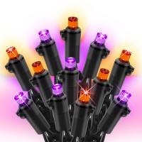 Dazzle Bright Purple Orange Halloween 33Ft 100 Led String Lights Waterproof Connectable String Lights Plug In Halloween Deco