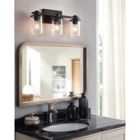 Xgfourseven Black Bathroom Light Fixtures, 3-Light Vanity Light For Bathroom, Modern Vanity Lighting Fixtures With Clear Glass Shade For Bathroom, Hallway,Restroom