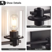 Xgfourseven Black Bathroom Light Fixtures, 3-Light Vanity Light For Bathroom, Modern Vanity Lighting Fixtures With Clear Glass Shade For Bathroom, Hallway,Restroom