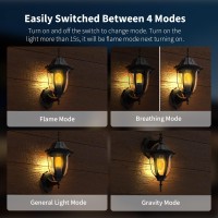 ?Upgraded?Morsatie Led Flame Light Bulbs, 4 Modes Flickering Light Bulbs With Upside Down Effect, E26/E27 Fire Light Bulb For Halloween, Christmas, Party, Porch, Patio, Indoor Outdoor Decoration-2Pack