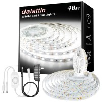 Dalattin White Led Strip Lights, 40Ft Dimmable Led Light Strip 6500K Bright Daylight White, 720 Leds 2835 Tape Lights For Bedroom, Kitchen, Mirror, Home Decoration(2 * 20Ft)