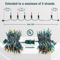 Hopolon Christmas Lights Multicolor 2Pack 13 Feet 50Count Incandescent Christmas Tree Lights With Green Wire Connectable Mini Li