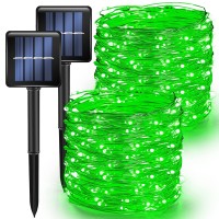 Tw Shine Green Solar String Lights Outdoor, Total 80 Ft 240 Led Solar Powered Waterproof Fairy Lights 8 Modes Copper Wire Christmas St. Patrick'S Day Party Tree Wedding Yard Decorations, 2 Pack