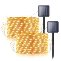 Hopolon Solar String Lights Outdoor, 2 Pack Each 33Ft 100 Leds Solar Powered Fairy Lights With 8 Modes For Indoor Outdoor Patio Yard Trees Christmas Wedding Party-Warm White