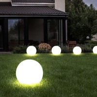 Set Of 5 Solar Ball Lights 10 Cm Solar Led Garden Decoration Solar Ball For Outdoor Use Small Lighting Time Approx. 6-8 Hours Height 38 Cm