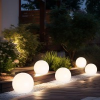 Set Of 5 Solar Ball Lights 10 Cm Solar Led Garden Decoration Solar Ball For Outdoor Use Small Lighting Time Approx. 6-8 Hours Height 38 Cm