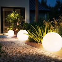 Set Of 5 Solar Ball Lights 10 Cm Solar Led Garden Decoration Solar Ball For Outdoor Use Small Lighting Time Approx. 6-8 Hours Height 38 Cm