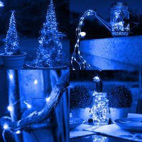 Tw Shine Blue Solar String Lights Outdoor, 39.4 Ft 120 Led Solar Powered Waterproof Fairy Lights 8 Modes Copper Wire Lights For Christmas Party Tree Wedding Yard Decorations, 2 Pack