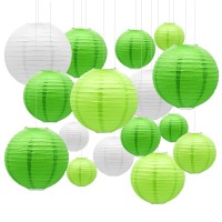 Kaxixi Green Round Chinese Paper Lanterns Decorative 16Pcs Hanging Lanterns Party Supplies For Graduation St Patricks Day Gree