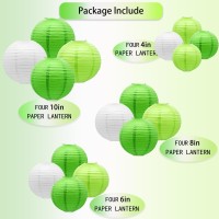 Kaxixi Green Round Chinese Paper Lanterns Decorative 16Pcs Hanging Lanterns Party Supplies For Graduation St Patricks Day Gree