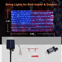 Cerflyer New American Flag Lights 2In1 Plugin Solar Powered Led Flag 420 Led Flag Net Lights Waterproof Patriotic Ligh